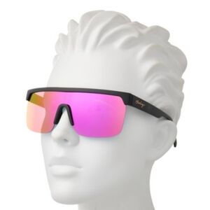 Hurley Black semi rim flat‎ brow Polarized Mirror Lenses Shield Sunglasses